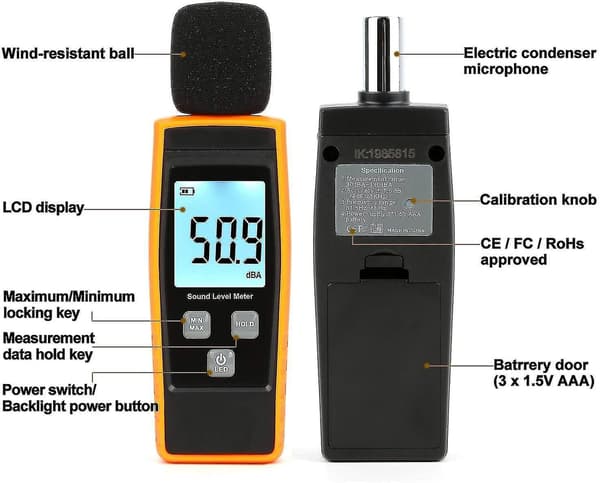 Digital Sound Level Meter Handheld Sound Level Meter With Programmable Alarm Value Function, 30-130db(a) Decibel Noise Meter Tester Measureme