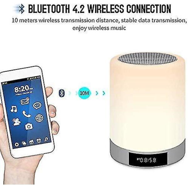 Portable Bluetooth Speaker Dimmable Smart Touch, Led Colorful Night Light(white)