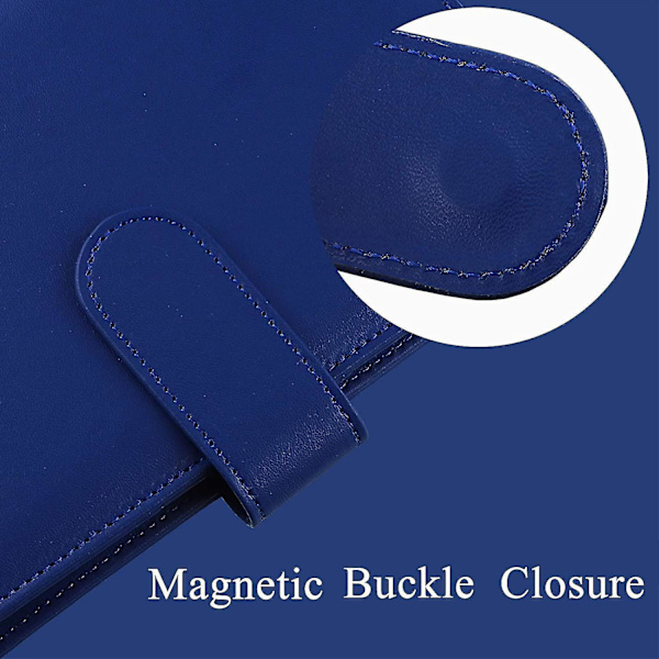 A6 Pu Leather Budget Binder Refillable 6 Ring Notebook Binder For A6 Refill Paper Navy blue
