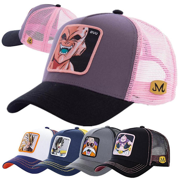 Dragon Ball Naruto Anime Mesh Cap Pop Style Patch Trucker Cap Curved Brim Baseball Cap-style 1