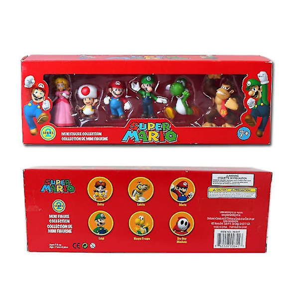 Sjq 6pcs/set Of Super Mario, Luigi, Yoshi, Mushroom Donkey Pvc Action Figure Toys