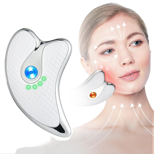 Gua Sha Scraper Facial Massager Face Lifting Slimming Led Light Microcurrent Devices A10 white
