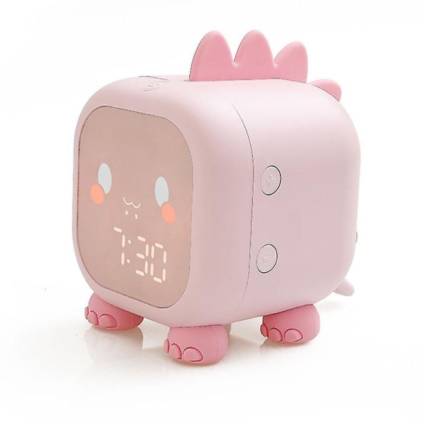 Kids Alarm Clock Children Sleep Trainer Light Bedside Clock With Temperature Boys Girls (pink)