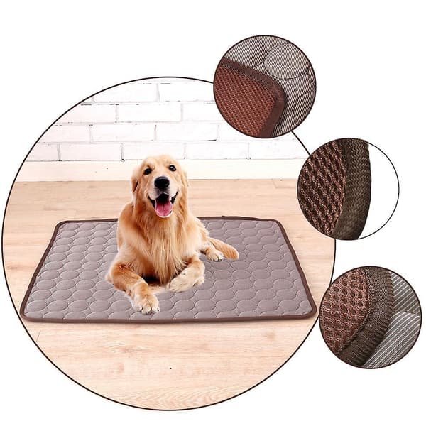 Dog Cooling Mat Sleeping Cooling Pad Washable Ice Silk Cool Blanket For Kennel Sofa Bed Coffee XL