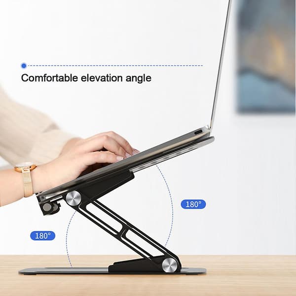 Aluminium Kjølematte Holder Skrivebordsbrakett Justerbart Laptop Stativ Black