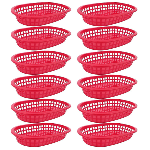100 stk./50 stk. Madkurv Oval Form Service Plastik Pommes Frites Fastfood Opbevaringsplader Til Restaurant Red 100 Pcs