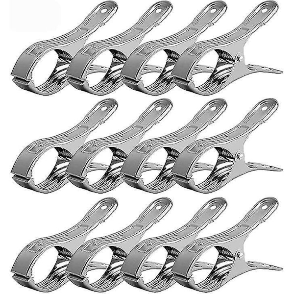 Klesklyper i rustfritt stål, 6 stk. Store klesklyper, vindbeskyttelsesklemmer, slitesterke håndkleklemmer 12pc