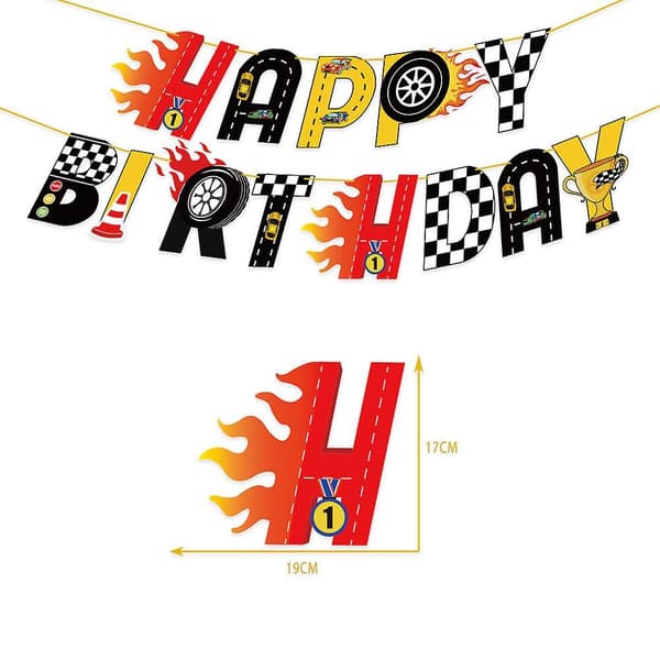 30pcs Balloon Pull Flag Cake Card Set Hot Wheels Racing Party Decoration Supplies