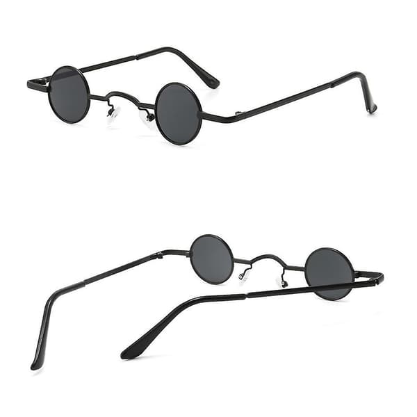Retro Mini Pyöreät Pienikehyksiset Aurinkolasit Black Gray
