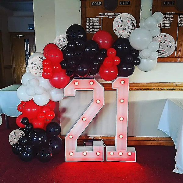 Red Black White Balloon Garland Arch Kit - 120pcs White Red Black Confetti Latex Party Balloons For Circus Bbq Casino Graduation Baby Shower Mother's