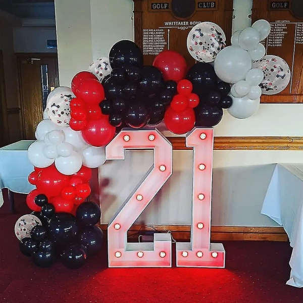 Rød Sort Hvid Ballon Guirlande Bue Sæt - 120 stk. Hvide Røde Sorte Konfetti Latex Festballoner Til Cirkus BBQ Casino Dimission Baby Shower Mors Dag