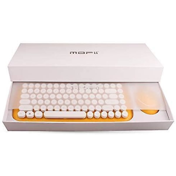 Mini Wireless Keyboard 2.4g Usb Keyboard And Mouse Set, Round Keycap, Multi-color Cute Girly Keyboard... (yellow)