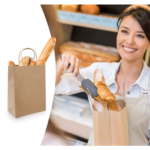 Ruskea paperikassi kahvalla 24kpl 21 * 11 * 27cm Ruskeat paperiset lahjakassit jouluun, juhliin, paketteihin, sisä- ja ulkokäyttöön