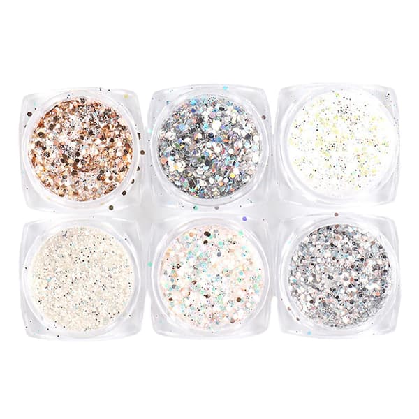 6pcs Nail Sequins Stylish Thin Plastic Shiny Nail Glitter Powder For Home 1