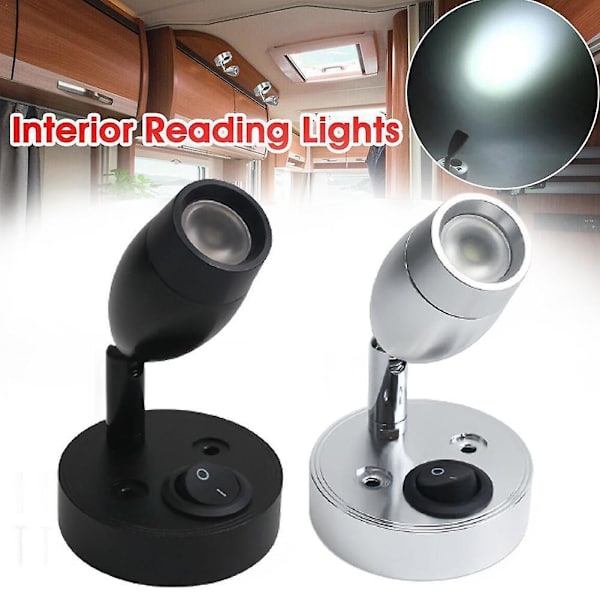 LED Spot Læselampe DC12V 6000K Varm Hvid RV Sengelampe Bådlamp Væg Camp Trailer Hjem Campingvogn Belysning Båd Interiør sliver 3000K