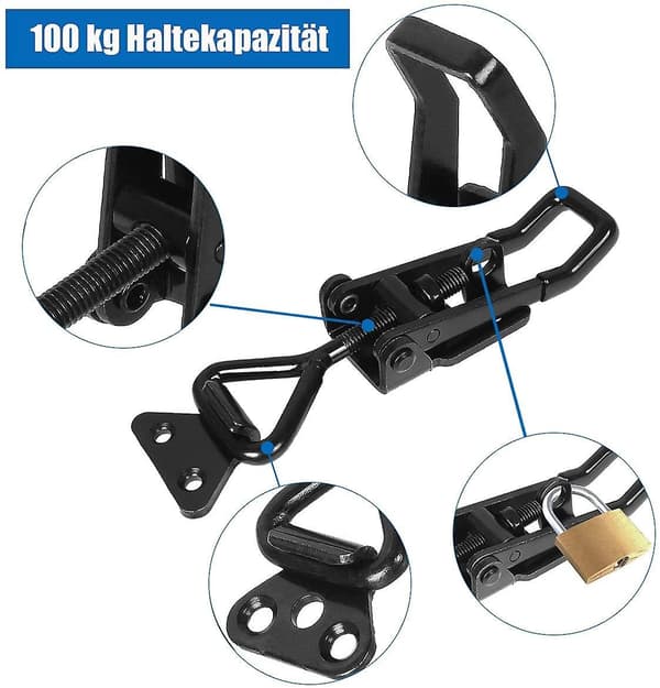 Tension Lock, 7 Pieces, Adjustable Toggle Clamp, Lever Lock, Quick Release, Metal Side Wall Lock, Rust-free Box Lock - For Cupboards, Doors, Boxes And