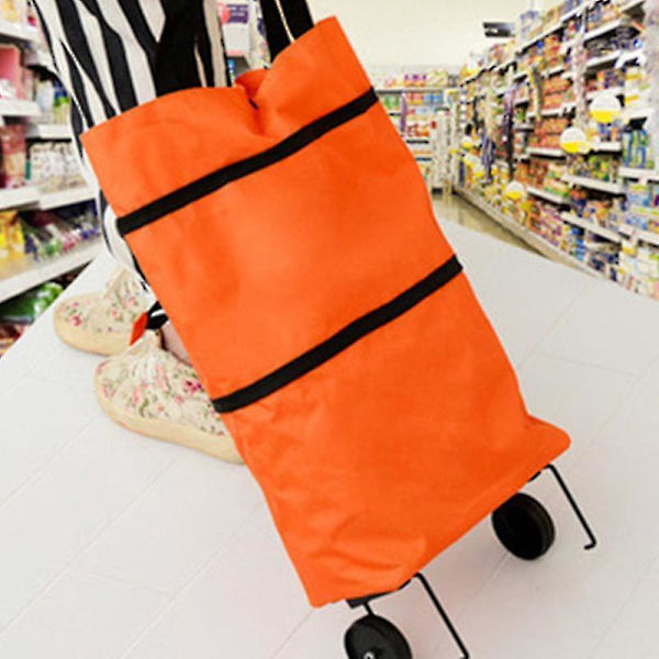 Sammenklappelig Trolley Taske Foldbar Indkøbstaske Med Hjul Foldbar Indkøbsvogn Dagligvareposer Til Kvinder Rejser Ferier Camping