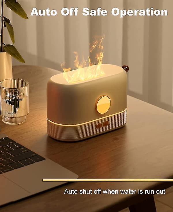Flame Essential Oil Diffusers Aromatherapy Humidifier 200ml Air Purifiers Ultrasonic Aroma Diffuser 3d Flame Quiet Mist Water Vaporizerwhite