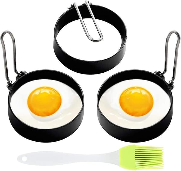 Egg Ring, 3 Pack Egg Pancake Maker Mold, Stainless Steel Non Stick Circle Shaper Egg Rings