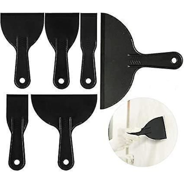 Black Plastic Putty Knife Set Flexible Paint Scrapers Tool For Spackling, Patching, Decals, Wallpape