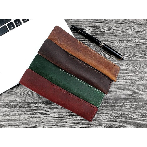 Handmade Genuine Leather Single Pen Case Fountain Pen Sleeve Holder Pouch Cover Vintage (coffee) Vintage Green