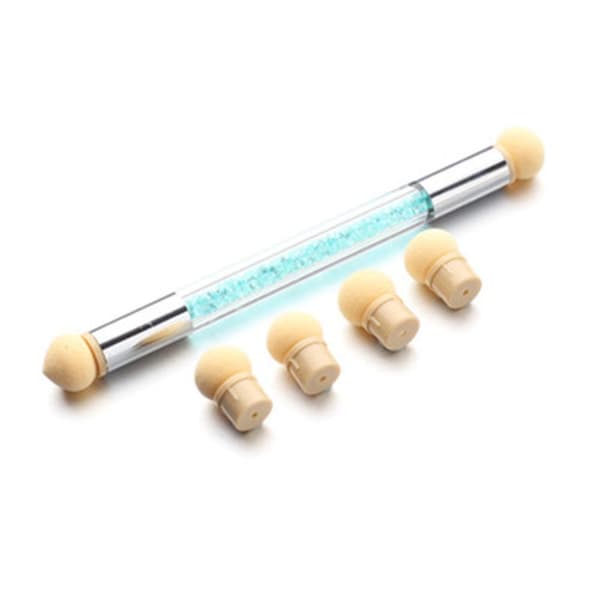 Double Head Sponge Nail Brush Picking Dotting Gradient Pen Brush Sky blue