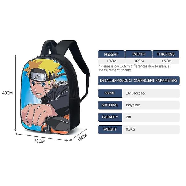 Naruto Skoletaske Sort F