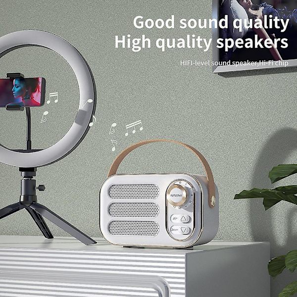 Mini Bluetooth 5.0 Trådløs Klassisk Høyttaler Bil Retro Audio Utendørs Bærbar Reise White