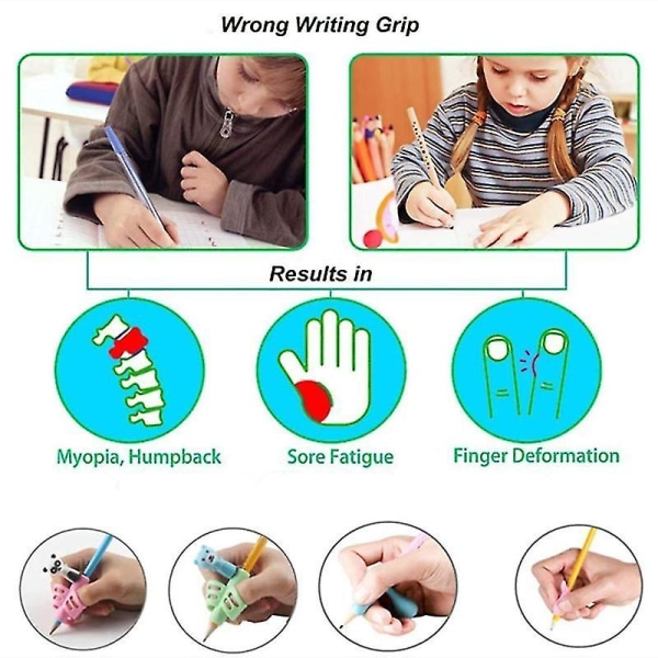 Pencil Grip Set 13 Pcs Children Pen Holder Writing Aid Grip Trainer With Storage Case Pink