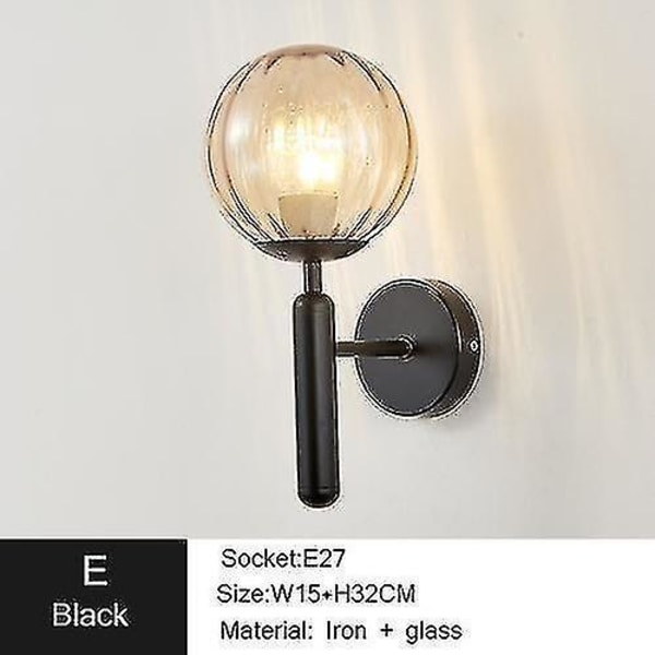 Led Wall Lamp Living Room Bedroom Bedside Bathroom Cabinet TV Background Light (E Black)
