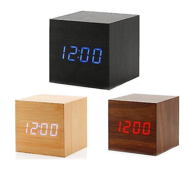Gingko Cube Led Click Clock Alarm Clock With Sound Activation (time, Date & Temperature) Various Colours A10 Black and white