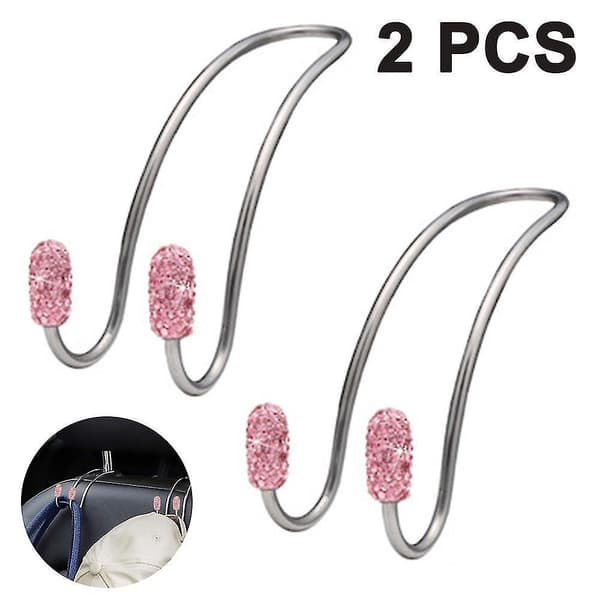 Car Hooks Universal Car Headrest Hangers Organizer Seat Headrest Hooks Auto Backseat Hanger Pink