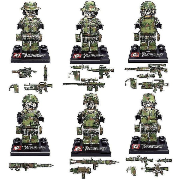 Falcon Commando Minifigur Samle Dukke Legetøj Militære Byggeklodser 6 stk