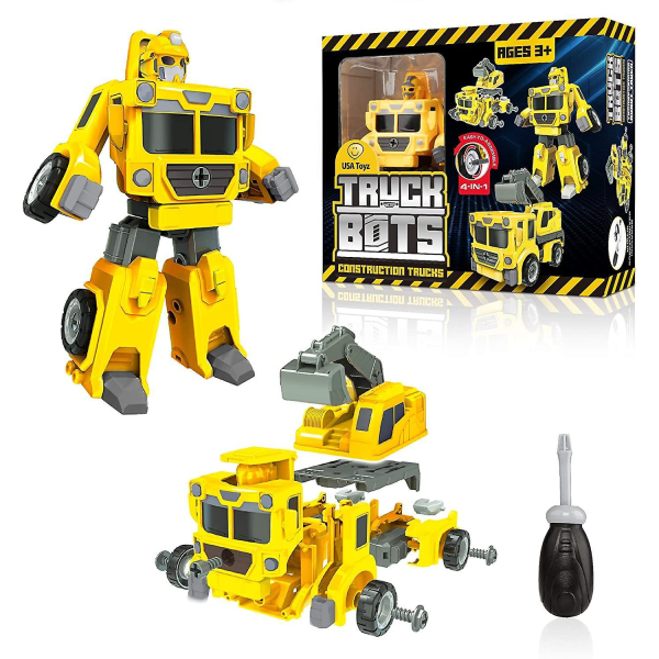 Construction Truck Robots For Kids, 4-in-1 Action Robot (19 Pieces)