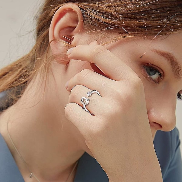 925 Sterling Silver Adjustable Initial Rings For Women A-z Stackable Alphabet