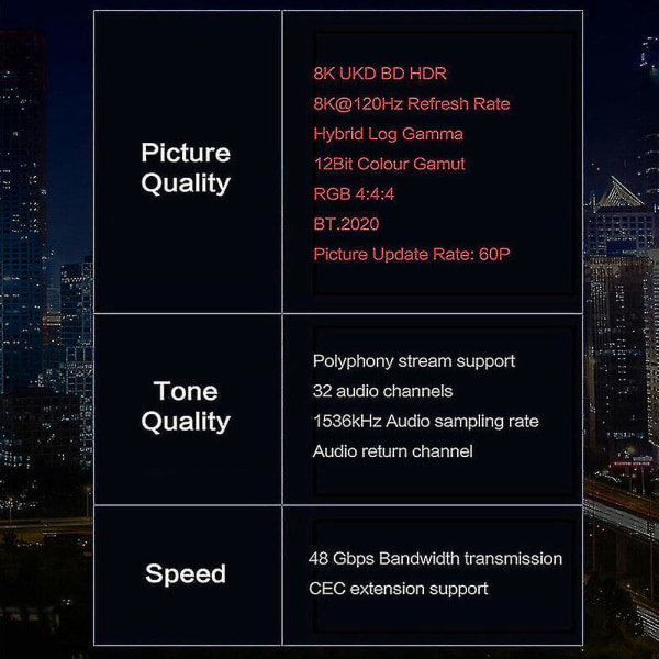 Doonjiey 0,5 m/1 m/1,8 m kullattu johto 8k nopea Uhd 3D HDMI-yhteensopiva kaapeli Hdtv:lle 0.5M