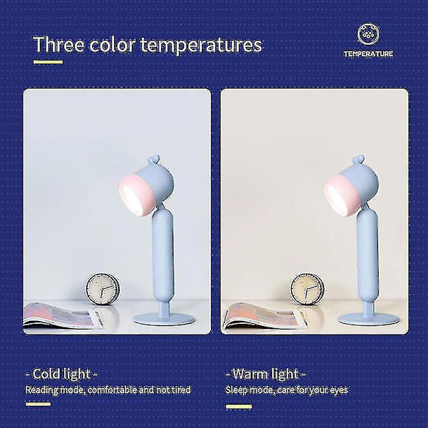 Bordlampe Mini Touch Skrivebord Nattlys LED Arbeidslys Dimming Lys USB-lading (Pink8094b)