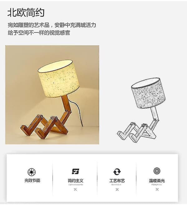 Ny Tre Robot Form Sammenleggbar Bordlampe