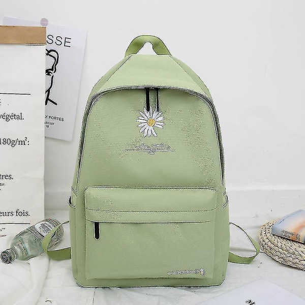 The New Small Daisy Canvas Bag Young Middle School Student Backpack Green