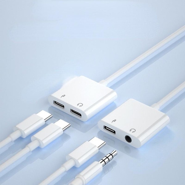 Typec To 3.5mm+typec (5v2a)-suitable For Type C Charging Interface One Point Two 3.5mm Headphone Adapter Converter Pro Mobile Phone Eating Chicken Voi