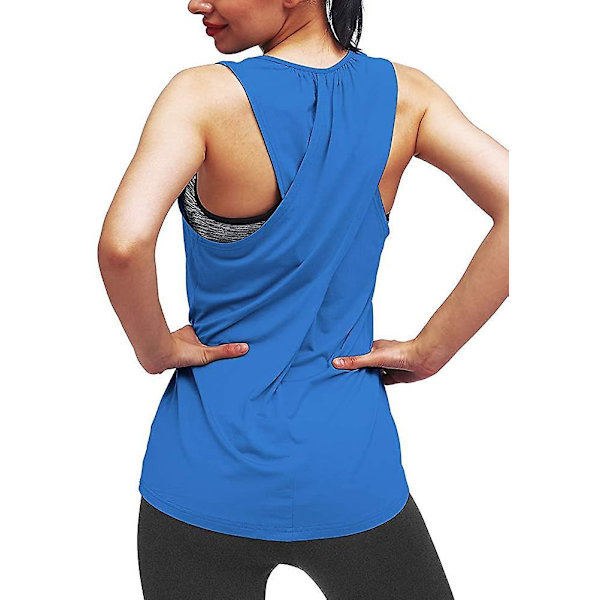 Workout Tops For Women Yoga Athletic Shirts Long Tank Tops Gym Clothes Blue Large