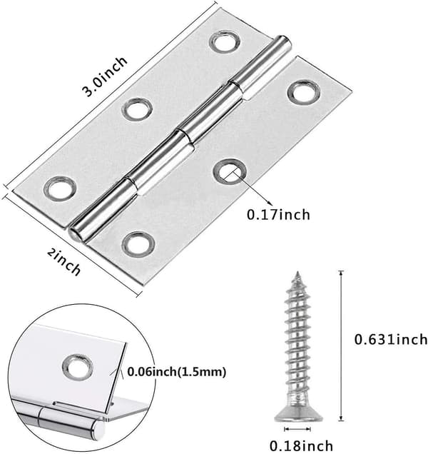 Sammenleggbare hengsler 12 stk 3 tommer (75 mm) med 72 stk rustfrie stålskruer