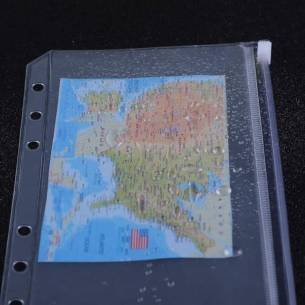 12 stk. ringbindslommer A5/a6 størrelse 6 huller ringbind lynlåsmapper til 6-rings notesbog ringbind løse ark poser, vandtætte PVC-poser dokumentmapper