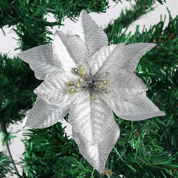 Julestjerner Julepynt Glitter Julestjerne Blomster Til Juletrepynt (12-pakning)
