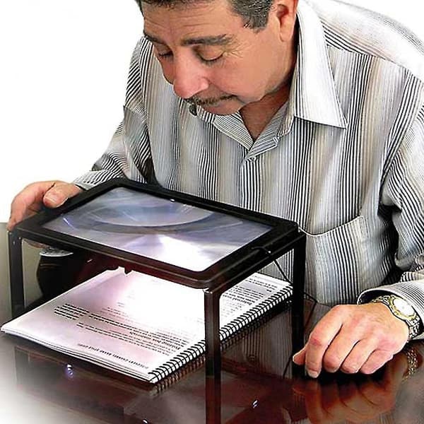 Læsemagnifier Fuld Side Optisk Forstørrelsesglas Sammenklappeligt LED Bord Forstørrelsesglas