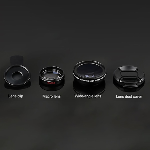 2 In 1 Universal 37mm 0.45x 49uv Wide Angle Macro Cell Phone Camera Lens Kit Rose Gold