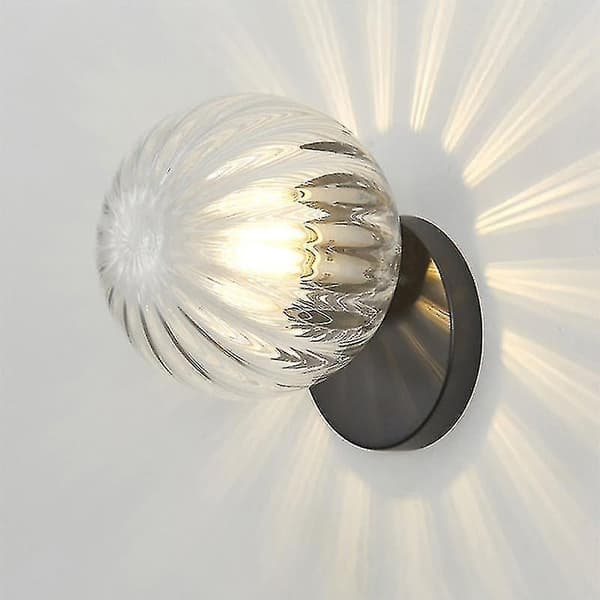 Led Wall Hanging Wrought Iron Decoration Led Lamp Household Bedside Round Glass Wall Lamp E27(K)