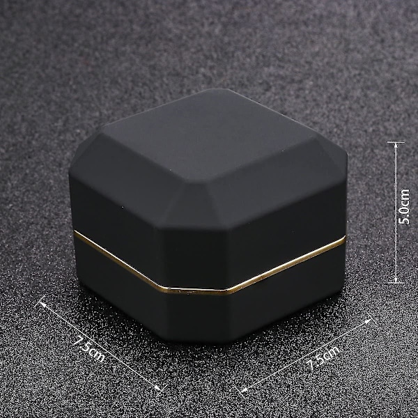 Luxury Ring Box, Square Velvet Wedding Ring Case  With Led Light black