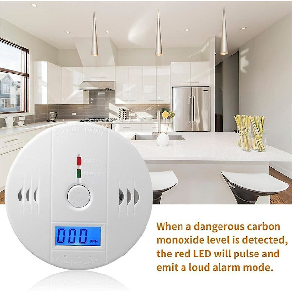2 stk. LCD-kulilte CO Detektor Forgiftningsgas Sensor Monitor Advarselsalarm
