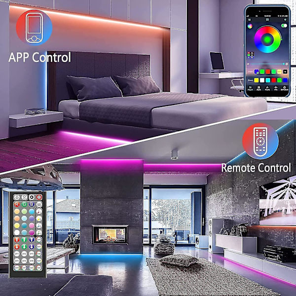 20m Led Lights Bluetooth Rgb Lights Led Tape Lights With 44-keys Remote Music Sync Colour Changing Led Mood Strip Light For Bedroom, Room, Christmas D